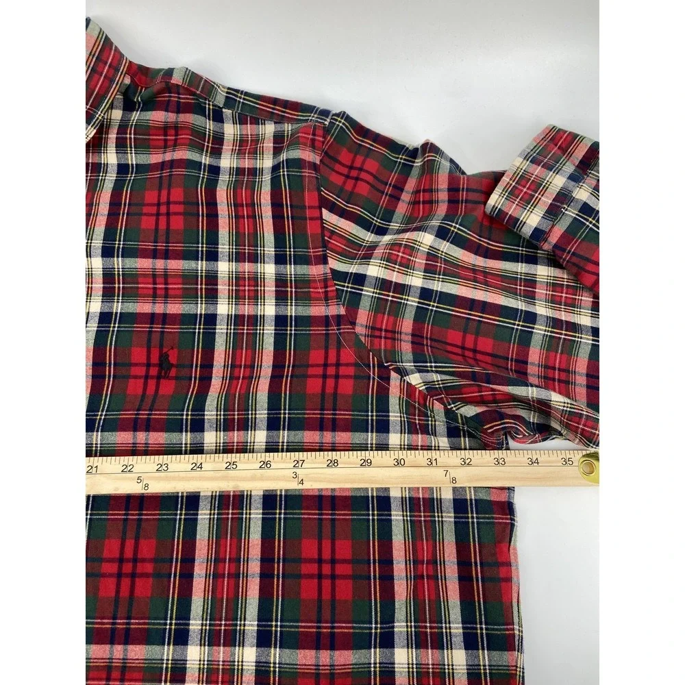 Polo Ralph Lauren Shirt Men 4XLT Red Tartan Plaid Flannel Button Casual‎ Holiday